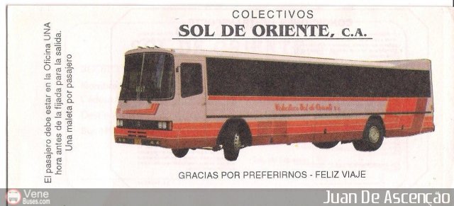 Pasajes Tickets y Boletos Colectivos Sol de Oriente por Juan De Asceno